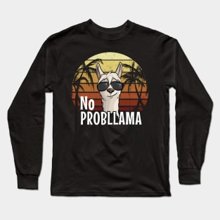 No ProbLlama Hipster Llama with Sunglasses Long Sleeve T-Shirt